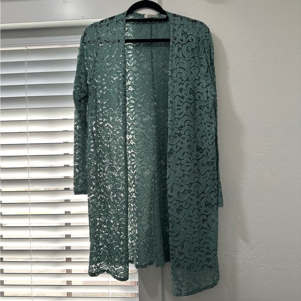 Gorgeouss Seafoam Green Laced Cardigan